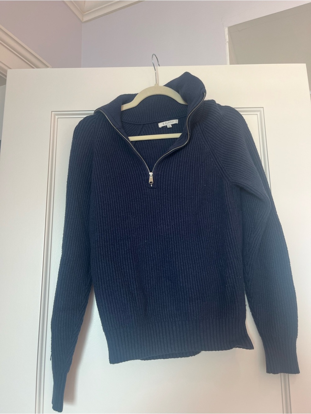 Z Supply Navy Ribbed Half-Zip Sweater